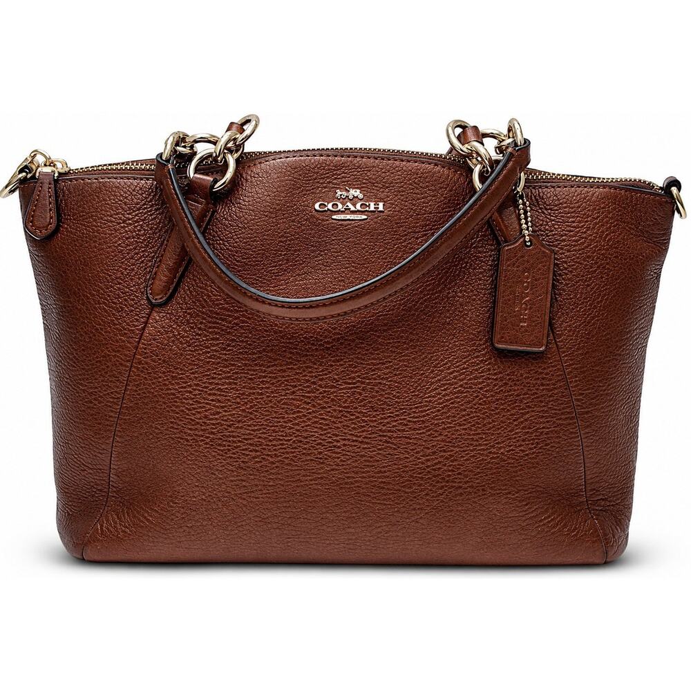 Coach Saddle Leather Brown Pebbled Satchel Shoulder Bag Tote Purse Handbag Y2K